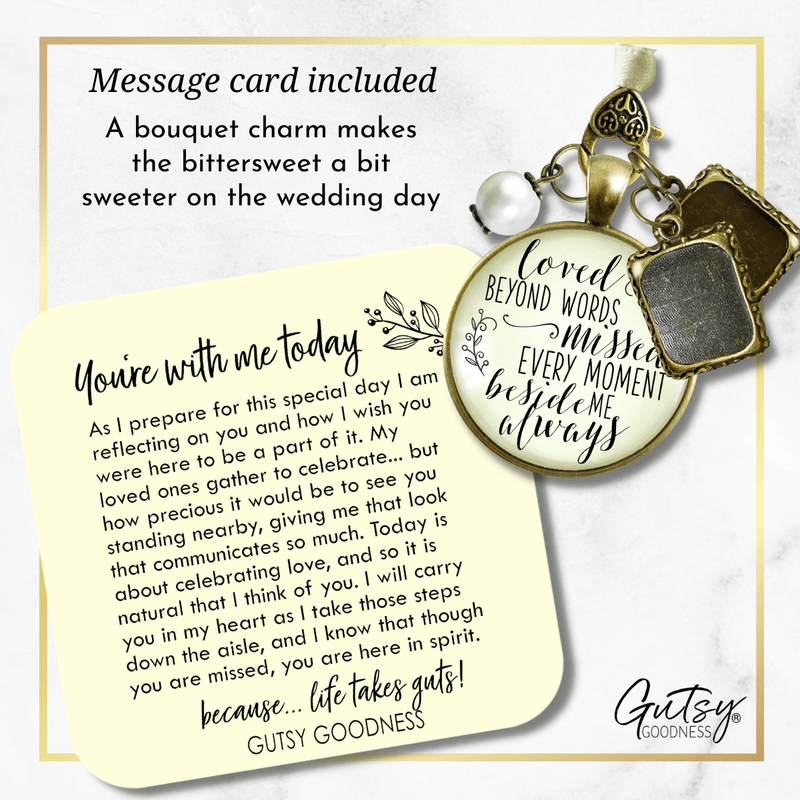 Loved Beyond Words, Missed Every Moment, Beside Me Always - BRONZE - CREAM - WHITE BEAD - 2 FRAMES