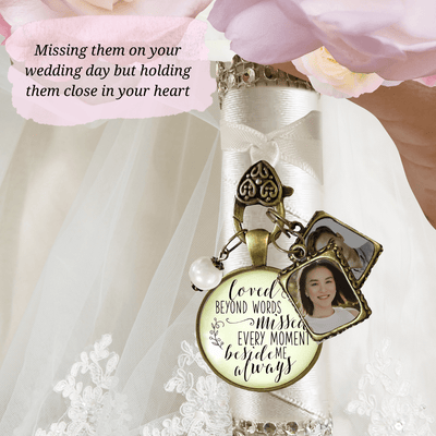 Loved Beyond Words, Missed Every Moment, Beside Me Always - BRONZE - CREAM - WHITE BEAD - 2 FRAMES