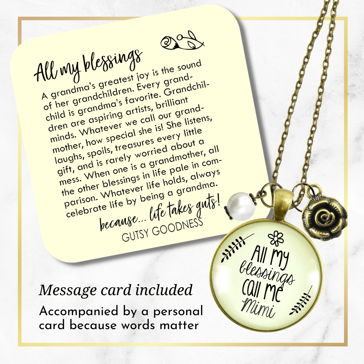 Gutsy Goodness Mimi Necklace All My Blessings Gift Quote Womens Grandma Jewelry - Gutsy Goodness Handmade Jewelry;Mimi Necklace All My Blessings Gift Quote Womens Grandma Jewelry - Gutsy Goodness Handmade Jewelry Gifts