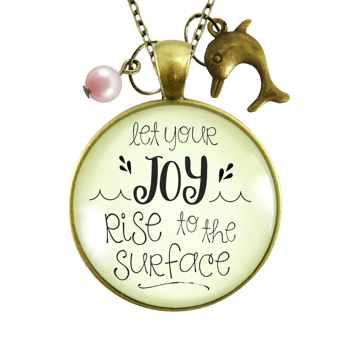 Gutsy Goodness Let Joy Rise to Surface Dolphin Necklace Charm Pink Bead Jewelry - Gutsy Goodness Handmade Jewelry;Let Joy Rise To Surface Dolphin Necklace Charm Pink Bead Jewelry - Gutsy Goodness Handmade Jewelry Gifts