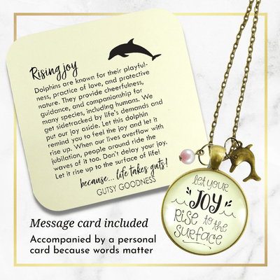 Gutsy Goodness Let Joy Rise to Surface Dolphin Necklace Charm Pink Bead Jewelry - Gutsy Goodness Handmade Jewelry;Let Joy Rise To Surface Dolphin Necklace Charm Pink Bead Jewelry - Gutsy Goodness Handmade Jewelry Gifts