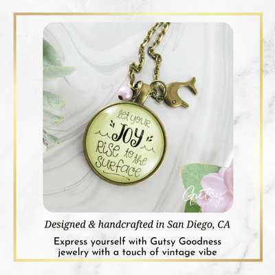 Gutsy Goodness Let Joy Rise to Surface Dolphin Necklace Charm Pink Bead Jewelry - Gutsy Goodness Handmade Jewelry;Let Joy Rise To Surface Dolphin Necklace Charm Pink Bead Jewelry - Gutsy Goodness Handmade Jewelry Gifts