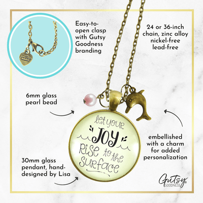 Gutsy Goodness Let Joy Rise to Surface Dolphin Necklace Charm Pink Bead Jewelry - Gutsy Goodness Handmade Jewelry;Let Joy Rise To Surface Dolphin Necklace Charm Pink Bead Jewelry - Gutsy Goodness Handmade Jewelry Gifts
