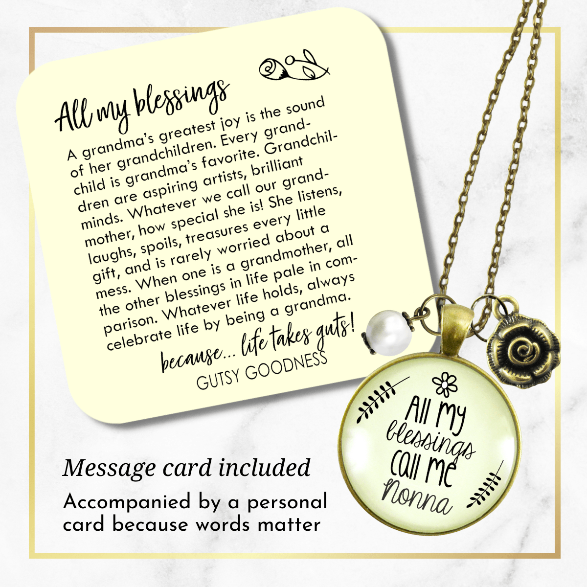 Gutsy Goodness Nonna Necklace All My Blessings Italian Grandma Gift - Gutsy Goodness Handmade Jewelry;Nonna Necklace All My Blessings Italian Grandma Gift - Gutsy Goodness Handmade Jewelry Gifts