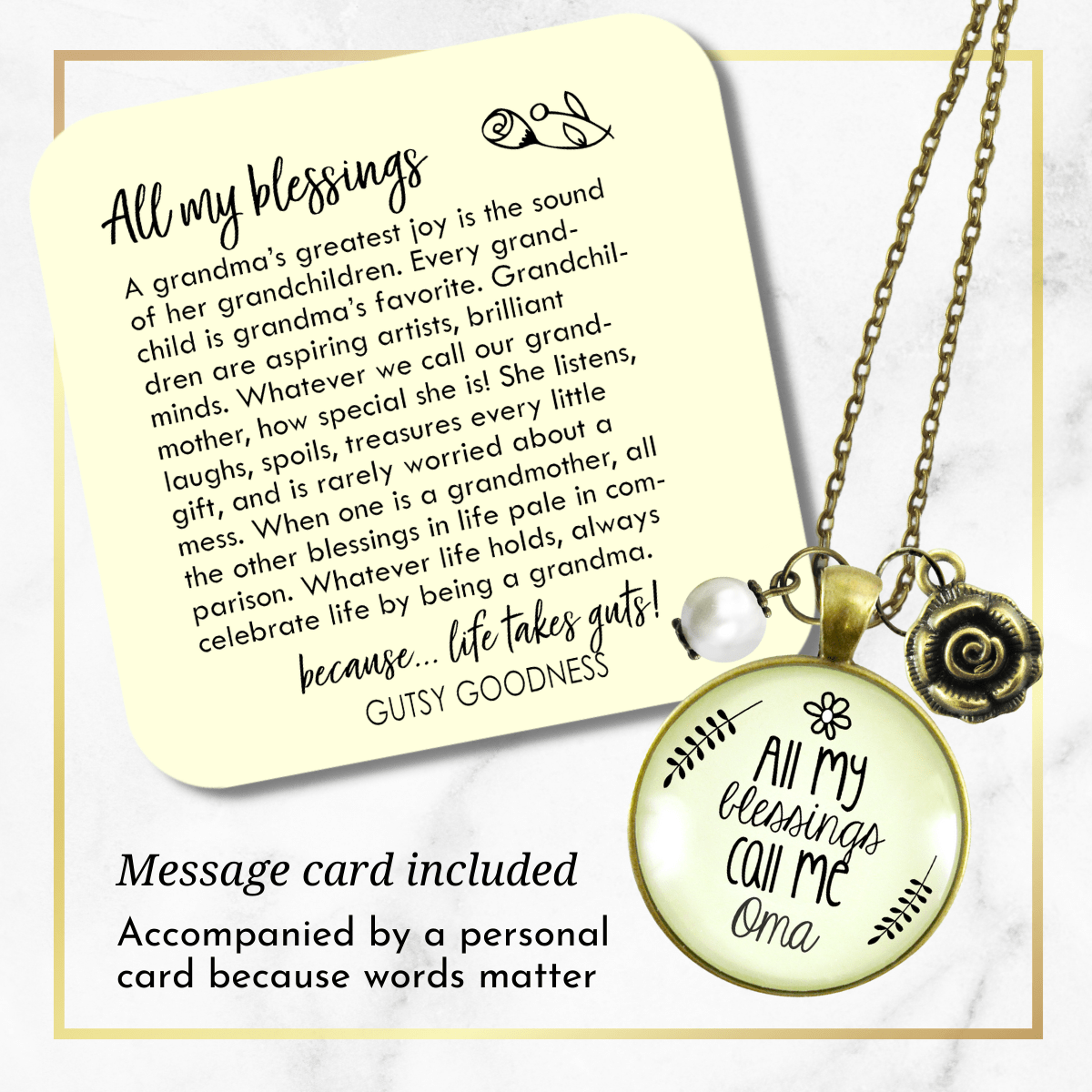 Gutsy Goodness Oma Necklace All My Blessings German Grandma Gift - Gutsy Goodness Handmade Jewelry;Oma Necklace All My Blessings German Grandma Gift - Gutsy Goodness Handmade Jewelry Gifts