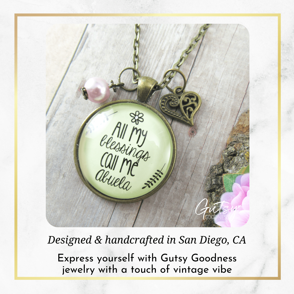 Gutsy Goodness Abuela Necklace All My Blessings Spanish Grandma Family Heart Gift Jewelry - Gutsy Goodness;Abuela Necklace All My Blessings Spanish Grandma Family Heart Gift Jewelry - Gutsy Goodness Handmade Jewelry Gifts