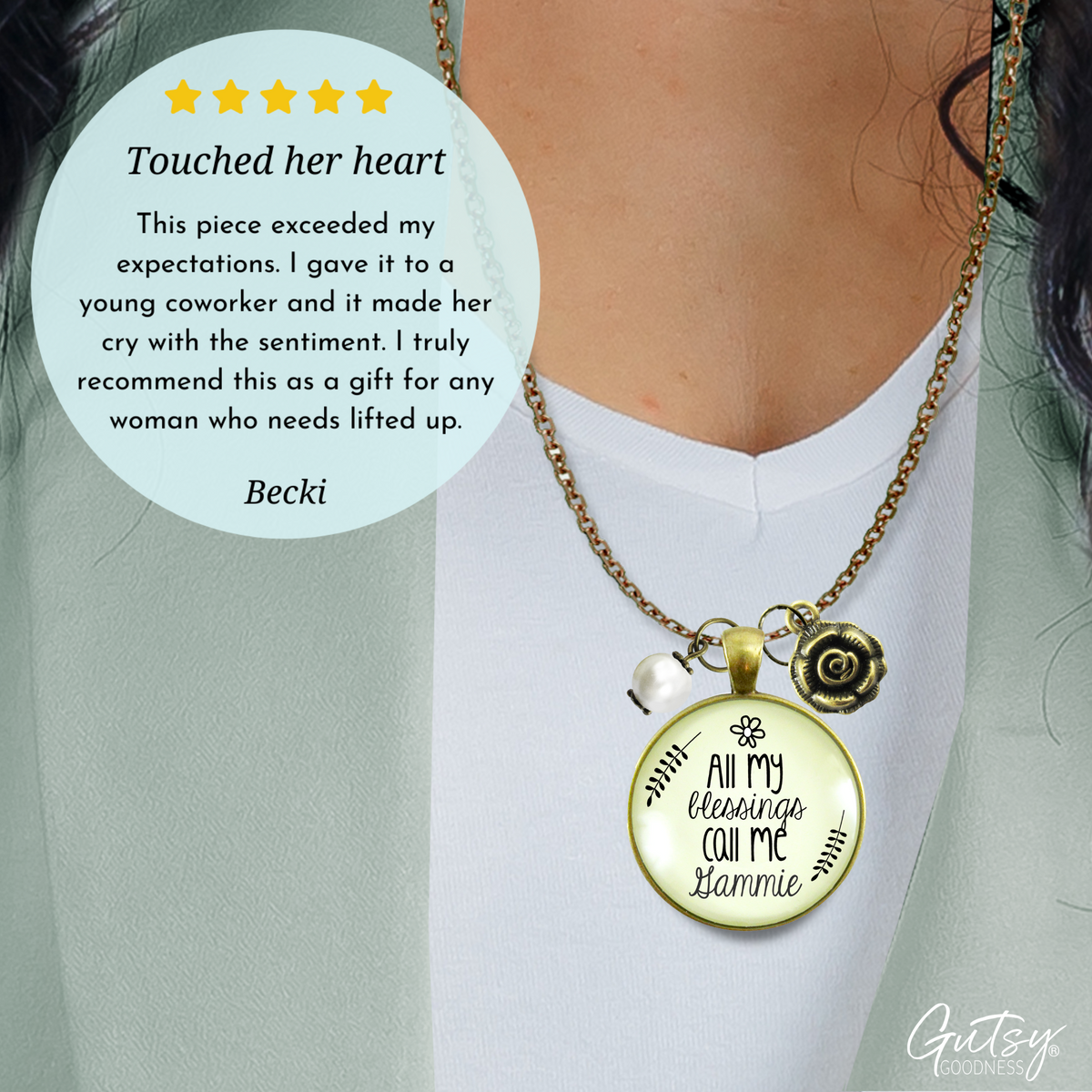 Gutsy Goodness Gammie Necklace All My Blessings Southern Grandma Gift Jewelry - Gutsy Goodness Handmade Jewelry;Gammie Necklace All My Blessings Southern Grandma Gift Jewelry - Gutsy Goodness Handmade Jewelry Gifts
