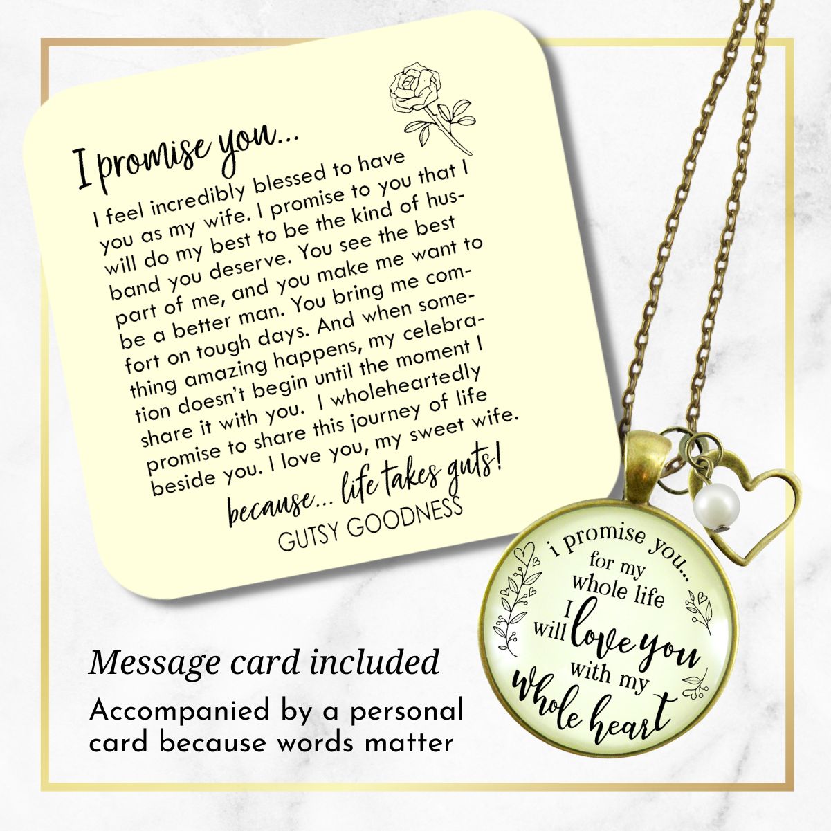 Love Wife Necklace Promise Whole Life Gift from Husband Wedding Day  Necklace - Gutsy Goodness Handmade Jewelry