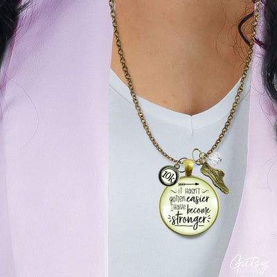 10K Marathon Runner Necklace Hasn't Gotten Easier Stronger Athlete Mantra Jewelry  Necklace - Gutsy Goodness Handmade Jewelry