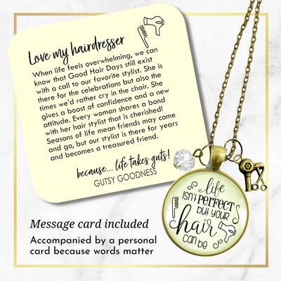 Gutsy Goodness Beautician Necklace Life Isn't Perfect But Hair Stylist Charm Jewelry - Gutsy Goodness Handmade Jewelry;Beautician Necklace Life Isn't Perfect But Hair Stylist Charm Jewelry - Gutsy Goodness Handmade Jewelry Gifts