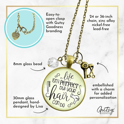 Gutsy Goodness Beautician Necklace Life Isn't Perfect But Hair Stylist Charm Jewelry - Gutsy Goodness Handmade Jewelry;Beautician Necklace Life Isn't Perfect But Hair Stylist Charm Jewelry - Gutsy Goodness Handmade Jewelry Gifts