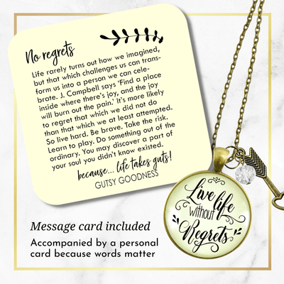 Gutsy Goodness Live Life Without Regrets Necklace Motivational Jewelry Arrow Charm - Gutsy Goodness;Live Life Without Regrets Necklace Motivational Jewelry Arrow Charm - Gutsy Goodness Handmade Jewelry Gifts