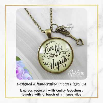 Gutsy Goodness Live Life Without Regrets Necklace Motivational Jewelry Arrow Charm - Gutsy Goodness;Live Life Without Regrets Necklace Motivational Jewelry Arrow Charm - Gutsy Goodness Handmade Jewelry Gifts