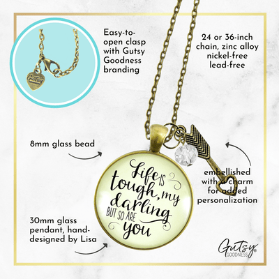 Gutsy Goodness Life is Tough My Darling Necklace Brave Quote Survivor Jewelry - Gutsy Goodness Handmade Jewelry;Life Is Tough My Darling Necklace Brave Quote Survivor Jewelry - Gutsy Goodness Handmade Jewelry Gifts