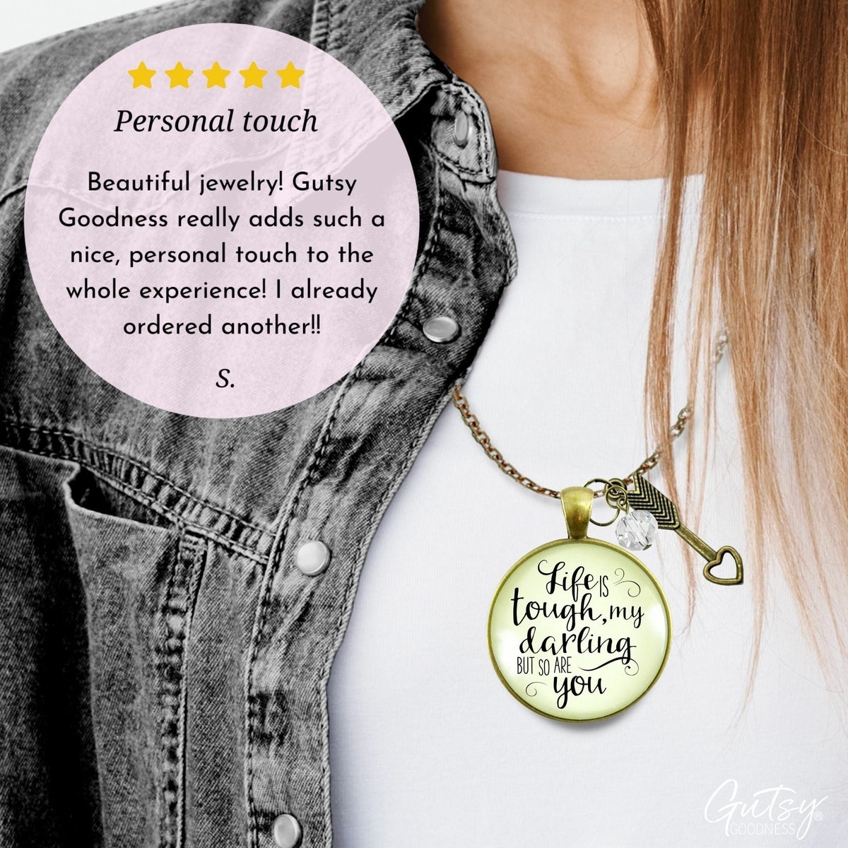 Gutsy Goodness Life is Tough My Darling Necklace Brave Quote Survivor Jewelry - Gutsy Goodness Handmade Jewelry;Life Is Tough My Darling Necklace Brave Quote Survivor Jewelry - Gutsy Goodness Handmade Jewelry Gifts