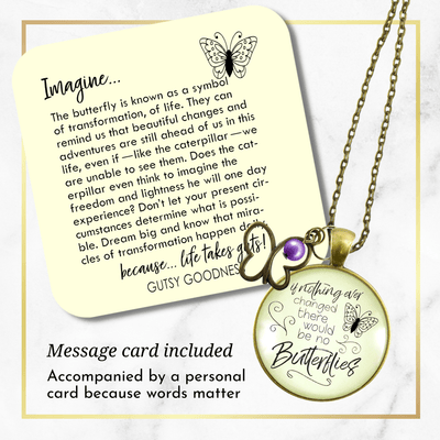 Gutsy Goodness Butterfly Necklace If Nothing Changed Inspire Word Butterfly Charm Purple Bead - Gutsy Goodness Handmade Jewelry;Butterfly Necklace If Nothing Changed Inspire Word Butterfly Charm Purple Bead - Gutsy Goodness Handmade Jewelry Gifts