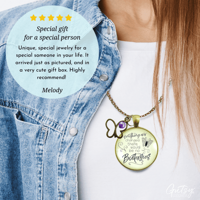 Gutsy Goodness Butterfly Necklace If Nothing Changed Inspire Word Butterfly Charm Purple Bead - Gutsy Goodness Handmade Jewelry;Butterfly Necklace If Nothing Changed Inspire Word Butterfly Charm Purple Bead - Gutsy Goodness Handmade Jewelry Gifts