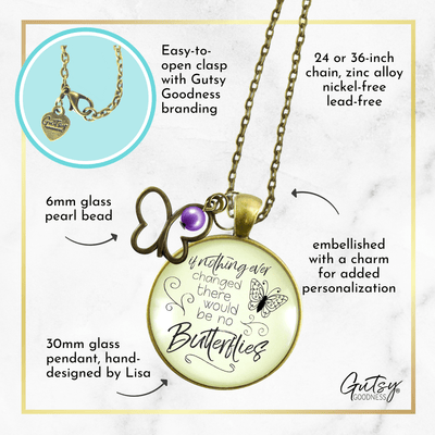 Gutsy Goodness Butterfly Necklace If Nothing Changed Inspire Word Butterfly Charm Purple Bead - Gutsy Goodness Handmade Jewelry;Butterfly Necklace If Nothing Changed Inspire Word Butterfly Charm Purple Bead - Gutsy Goodness Handmade Jewelry Gifts
