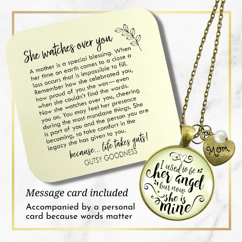 Gutsy Goodness Mom Memorial Necklace Used to be Her Angel Mother Remembrance Jewelry Gift - Gutsy Goodness;Mom Memorial Necklace Used To Be Her Angel Mother Remembrance Jewelry Gift - Gutsy Goodness Handmade Jewelry Gifts