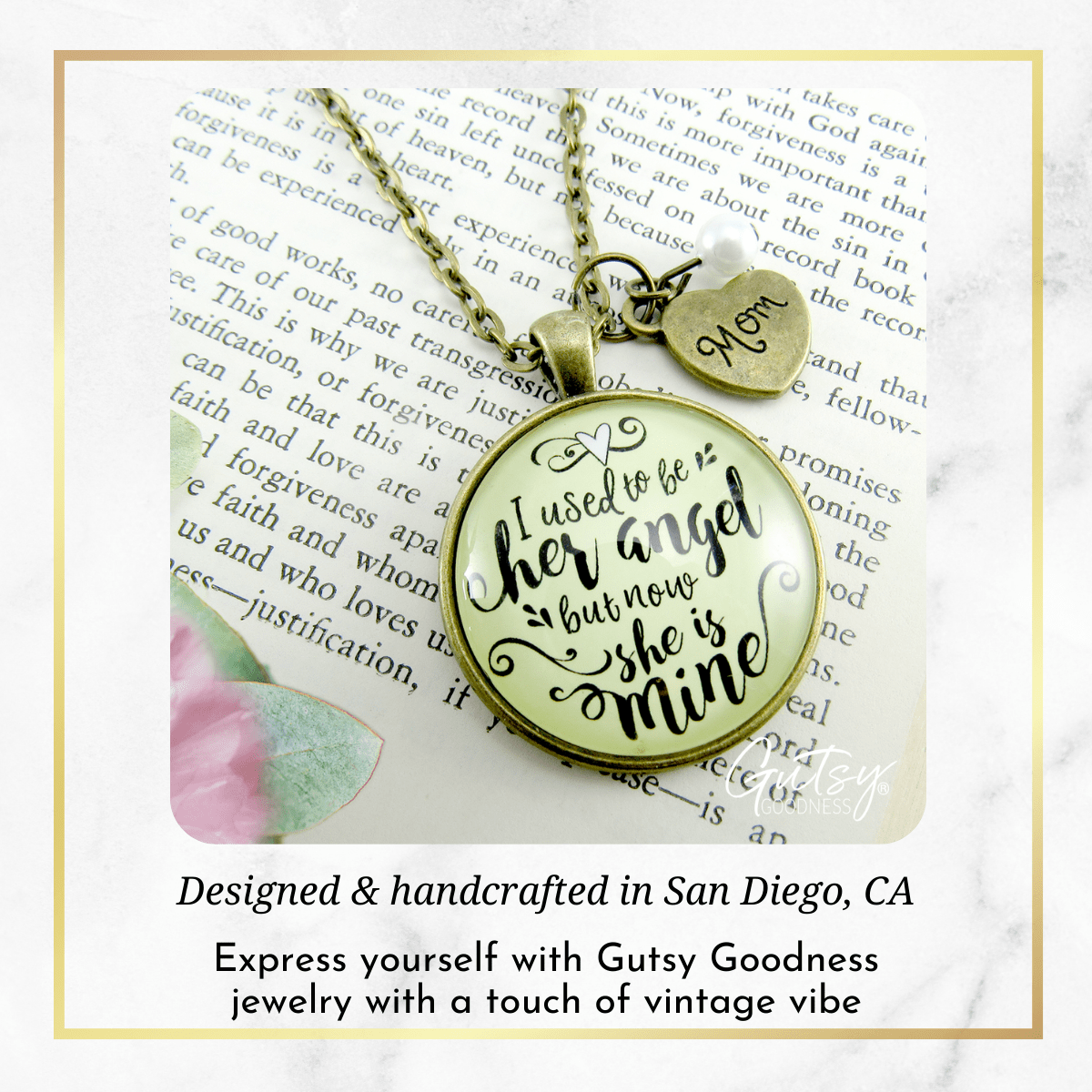 Gutsy Goodness Mom Memorial Necklace Used to be Her Angel Mother Remembrance Jewelry Gift - Gutsy Goodness;Mom Memorial Necklace Used To Be Her Angel Mother Remembrance Jewelry Gift - Gutsy Goodness Handmade Jewelry Gifts