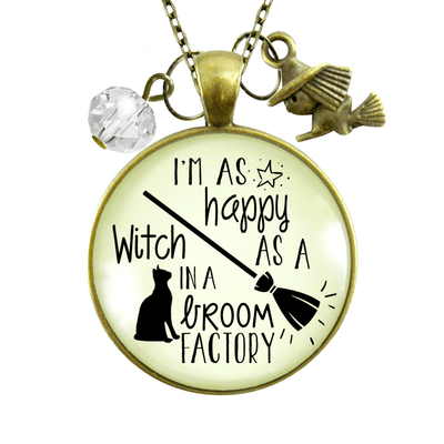 Gutsy Goodness I'm Happy as Witch Necklace Broom Factory Funny Halloween Jewelry - Gutsy Goodness Handmade Jewelry;I'm Happy As Witch Necklace Broom Factory Funny Halloween Jewelry - Gutsy Goodness Handmade Jewelry Gifts