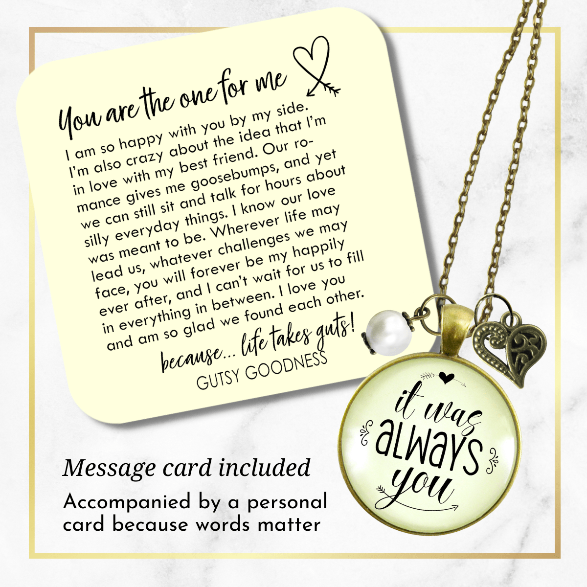 Gutsy Goodness It Was Always You Love Necklace Romantic Jewelry Heart Charm - Gutsy Goodness Handmade Jewelry;It Was Always You Love Necklace Romantic Jewelry Heart Charm - Gutsy Goodness Handmade Jewelry Gifts