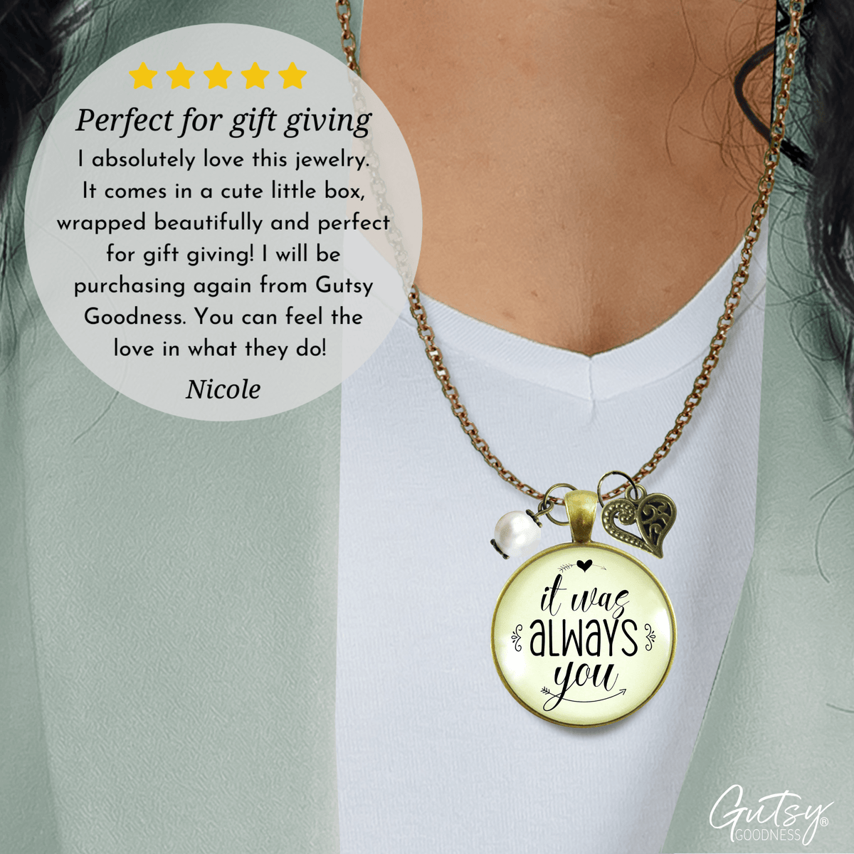 Gutsy Goodness It Was Always You Love Necklace Romantic Jewelry Heart Charm - Gutsy Goodness Handmade Jewelry;It Was Always You Love Necklace Romantic Jewelry Heart Charm - Gutsy Goodness Handmade Jewelry Gifts