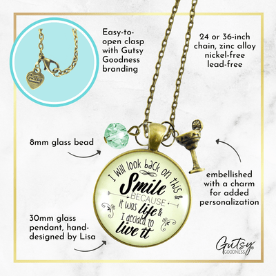 Gutsy Goodness Margarita Necklace I Will Look Back Smile Hipster Style Quote Jewelry - Gutsy Goodness;Margarita Necklace I Will Look Back Smile Hipster Style Quote Jewelry - Gutsy Goodness Handmade Jewelry Gifts