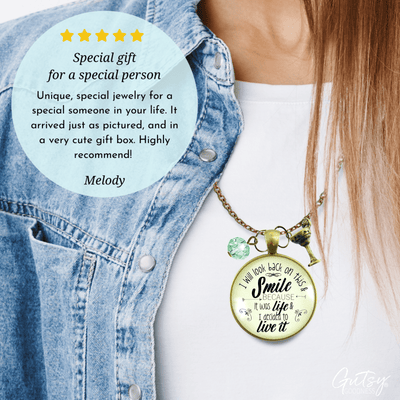Gutsy Goodness Margarita Necklace I Will Look Back Smile Hipster Style Quote Jewelry - Gutsy Goodness;Margarita Necklace I Will Look Back Smile Hipster Style Quote Jewelry - Gutsy Goodness Handmade Jewelry Gifts