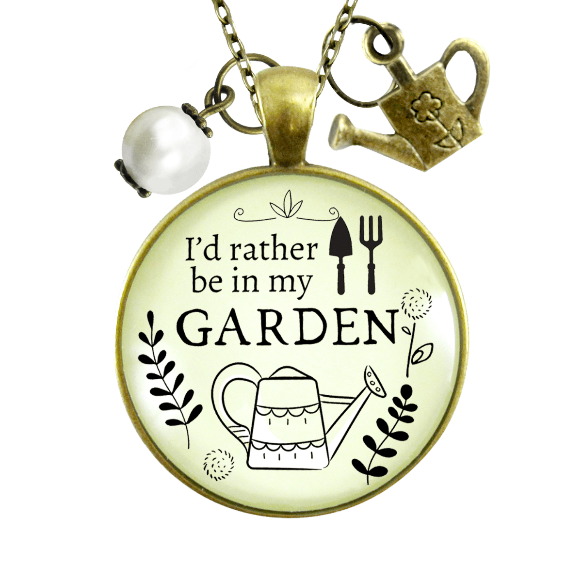 Gutsy Goodness Gardening Necklace I'd Rather Be in My Garden Plant Lady Quote Gift Jewelry - Gutsy Goodness;Gardening Necklace I'd Rather Be In My Garden Plant Lady Quote Gift Jewelry - Gutsy Goodness Handmade Jewelry Gifts