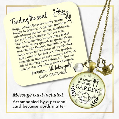 Gutsy Goodness Gardening Necklace I'd Rather Be in My Garden Plant Lady Quote Gift Jewelry - Gutsy Goodness;Gardening Necklace I'd Rather Be In My Garden Plant Lady Quote Gift Jewelry - Gutsy Goodness Handmade Jewelry Gifts