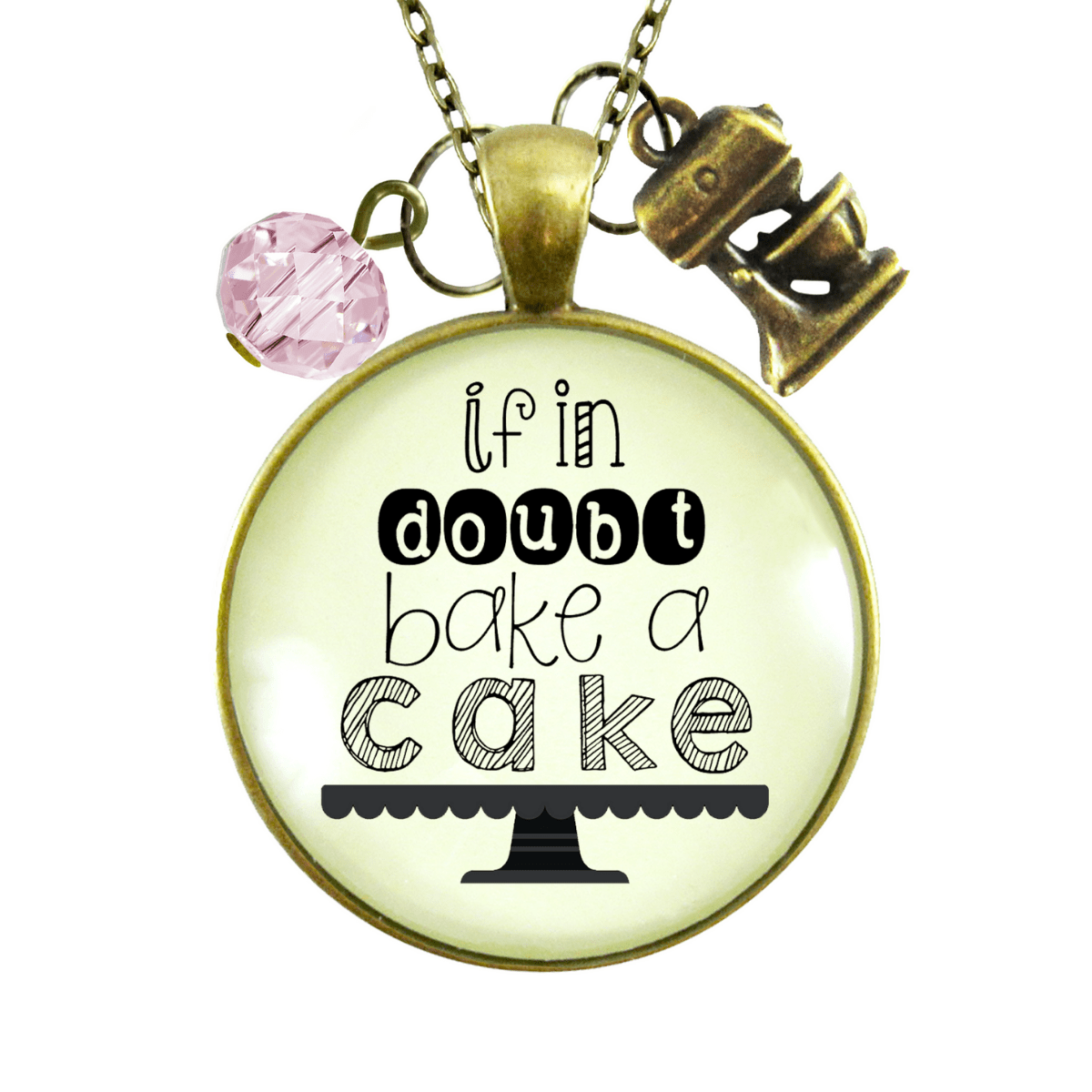 Gutsy Goodness Baker Necklace If in Doubt Make Cake Pastry Foodie Lover Womens Gift Jewelry - Gutsy Goodness;Baker Necklace If In Doubt Make Cake Pastry Foodie Lover Womens Gift Jewelry - Gutsy Goodness Handmade Jewelry Gifts