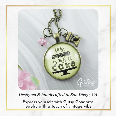 Gutsy Goodness Baker Necklace If in Doubt Make Cake Pastry Foodie Lover Womens Gift Jewelry - Gutsy Goodness;Baker Necklace If In Doubt Make Cake Pastry Foodie Lover Womens Gift Jewelry - Gutsy Goodness Handmade Jewelry Gifts