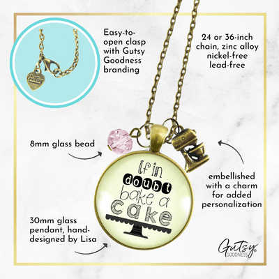 Gutsy Goodness Baker Necklace If in Doubt Make Cake Pastry Foodie Lover Womens Gift Jewelry - Gutsy Goodness;Baker Necklace If In Doubt Make Cake Pastry Foodie Lover Womens Gift Jewelry - Gutsy Goodness Handmade Jewelry Gifts