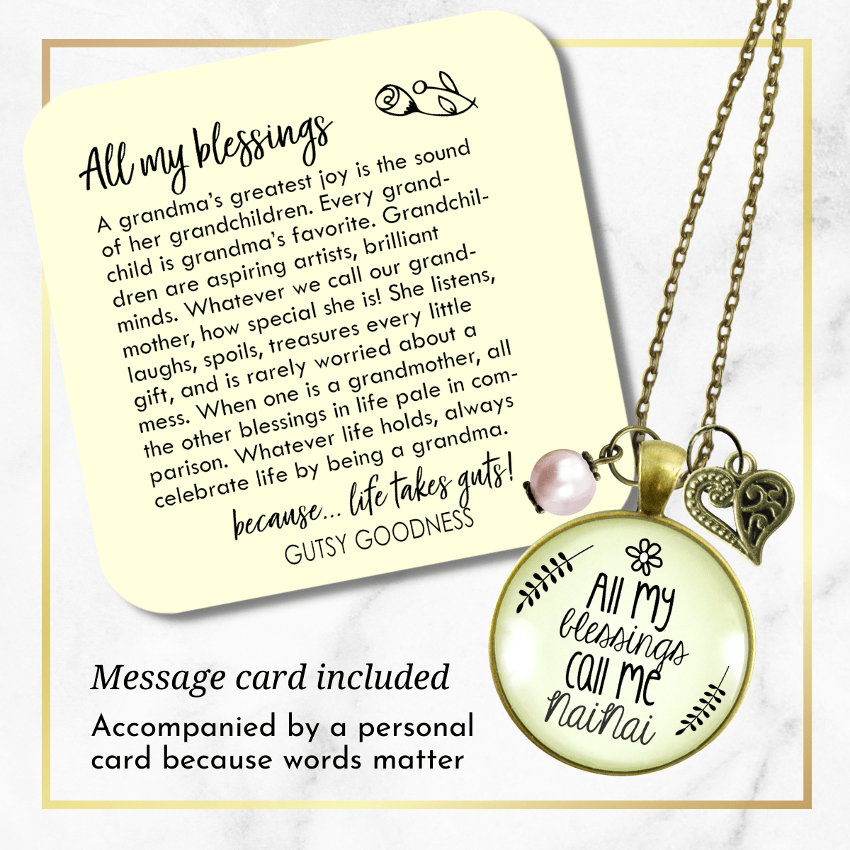 Gutsy Goodness NaiNai Necklace All My Blessings Chinese Grandma Womens Family Gift Jewelry - Gutsy Goodness Handmade Jewelry;Nainai Necklace All My Blessings Chinese Grandma Womens Family Gift Jewelry - Gutsy Goodness Handmade Jewelry Gifts