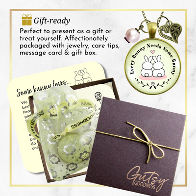 Every Bunny Needs Some Bunny Spring Jewelry Love Necklace Pink Bead - Gutsy Goodness