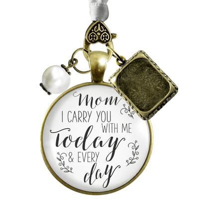 Bouquet Photo Charm Mom I Carry You With Me Wedding Mother White Memorial Photo Jewel - Gutsy Goodness Handmade Jewelry Gifts