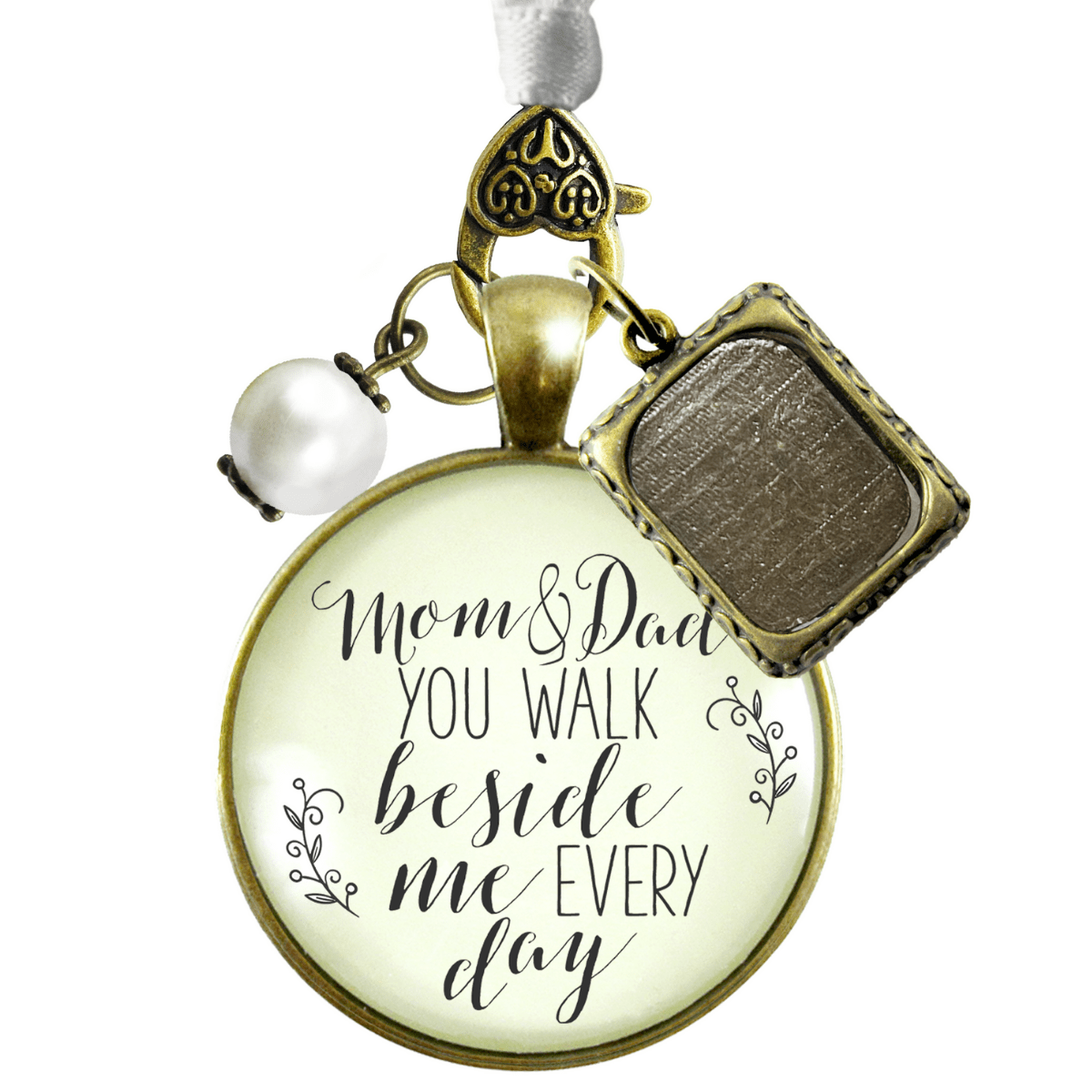 Bouquet Charm Mom Dad Remembrance Parent Of Bride Memory Photo Frame Wedding Memorial - Gutsy Goodness Handmade Jewelry Gifts