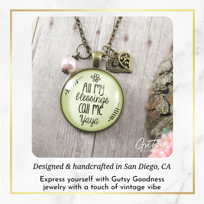 Gutsy Goodness Yaya Necklace All My Blessings Greek Grandma Womens Family Gift Jewelry - Gutsy Goodness Handmade Jewelry;Yaya Necklace All My Blessings Greek Grandma Womens Family Gift Jewelry - Gutsy Goodness Handmade Jewelry Gifts