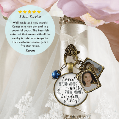 Loved Beyond Words, Missed Every Moment, Beside Me Always - BRONZE - WHITE - BLUE BEAD - 2 FRAMES