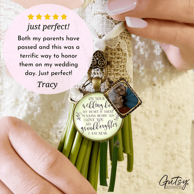 On Your Wedding Day OUR Heart Is There Walking Beside You DAUGHTER - BRONZE - CREAM - WHITE BEAD