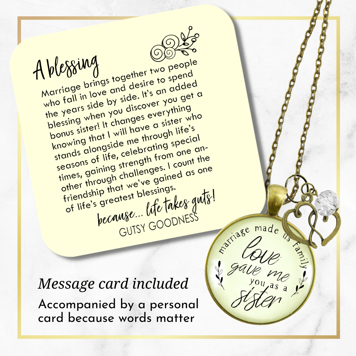 Gutsy Goodness Sister in Law Necklace Marriage Family Quote Wedding Jewelry Gift - Gutsy Goodness Handmade Jewelry;Sister In Law Necklace Marriage Family Quote Wedding Jewelry Gift - Gutsy Goodness Handmade Jewelry Gifts