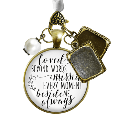 Loved Beyond Words, Missed Every Moment, Beside Me Always - BRONZE - WHITE - WHITE BEAD - 2 FRAMES