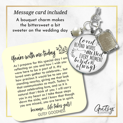 Loved Beyond Words, Missed Every Moment, Beside Me Always - SILVER - WHITE - BLUE BEAD - 1 FRAME