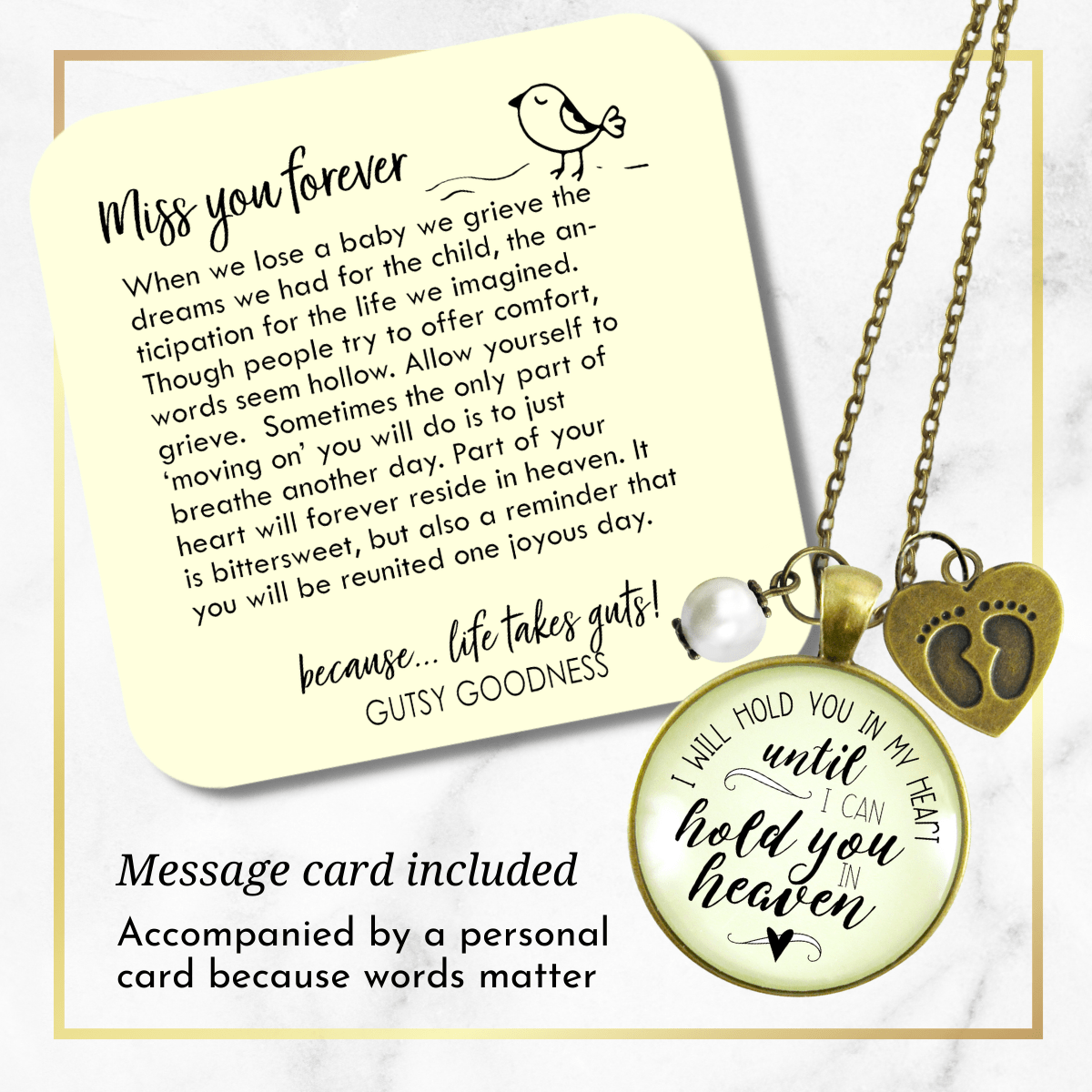 Gutsy Goodness Miscarriage Necklace Hold You in Heart Baby Remembrance Jewelry Gift - Gutsy Goodness Handmade Jewelry;Miscarriage Necklace Hold You In Heart Baby Remembrance Jewelry Gift - Gutsy Goodness Handmade Jewelry Gifts