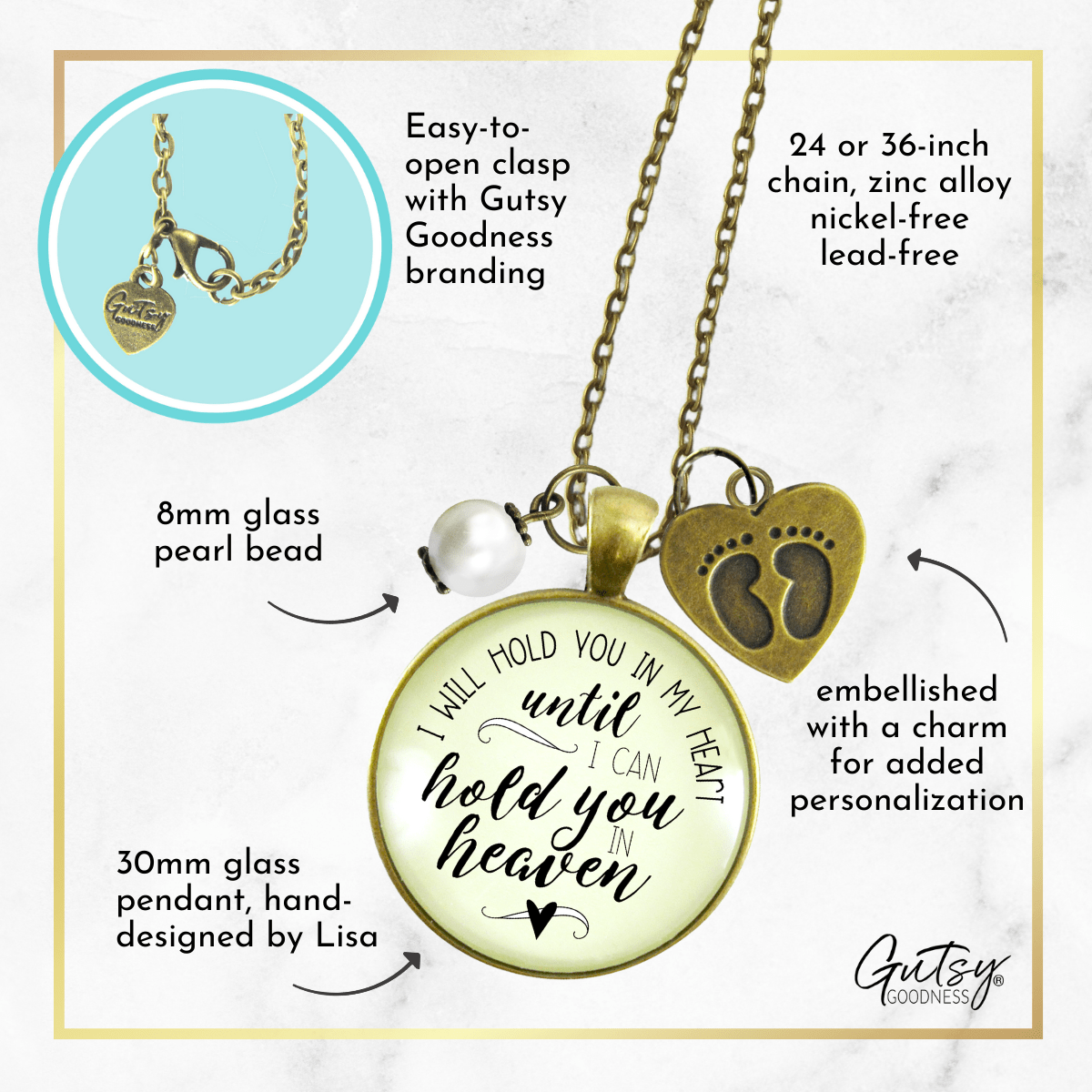 Gutsy Goodness Miscarriage Necklace Hold You in Heart Baby Remembrance Jewelry Gift - Gutsy Goodness Handmade Jewelry;Miscarriage Necklace Hold You In Heart Baby Remembrance Jewelry Gift - Gutsy Goodness Handmade Jewelry Gifts