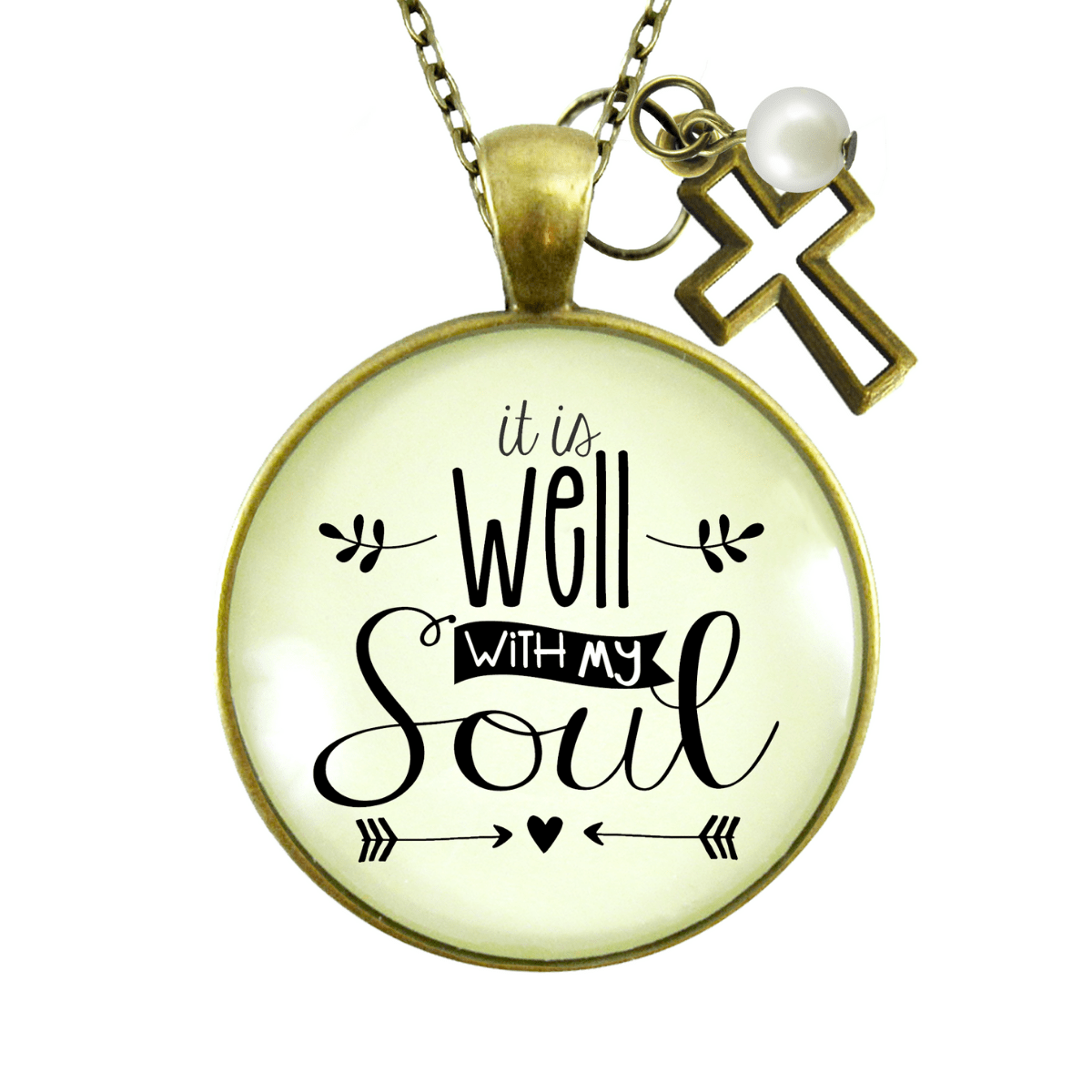 Gutsy Goodness Inspirational Faith Necklace It is Well with My Soul Hymn Jewelry Rose Chain - Gutsy Goodness Handmade Jewelry;It Is Well With My Soul - Rose Chain - Gutsy Goodness Handmade Jewelry Gifts