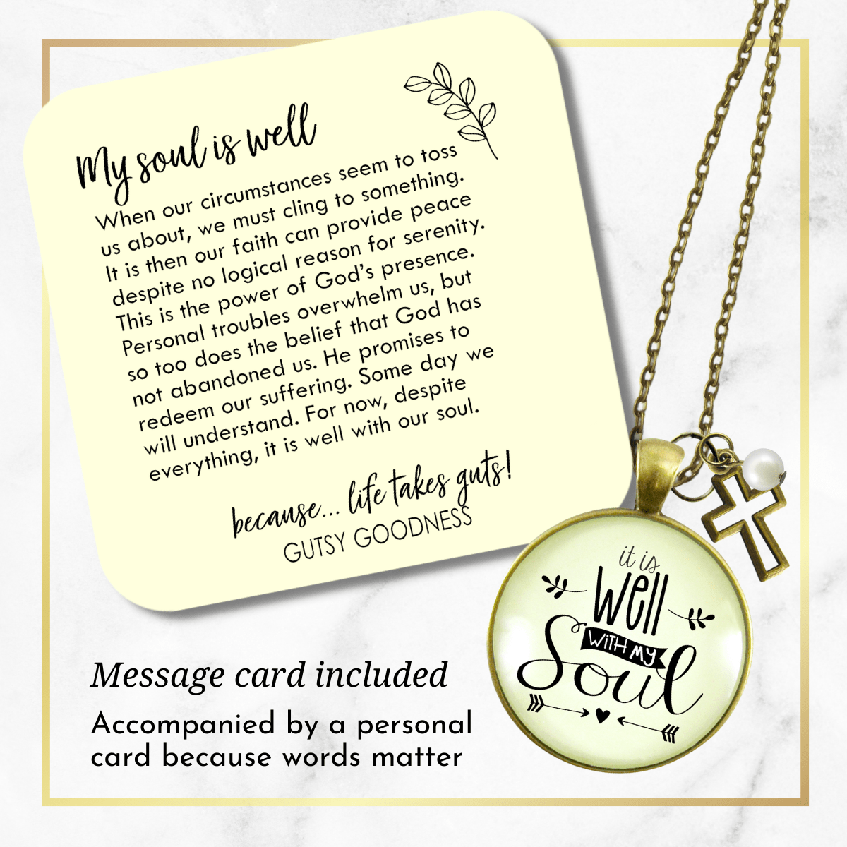 Gutsy Goodness Inspirational Faith Necklace It is Well with My Soul Hymn Jewelry Rose Chain - Gutsy Goodness Handmade Jewelry;It Is Well With My Soul - Rose Chain - Gutsy Goodness Handmade Jewelry Gifts