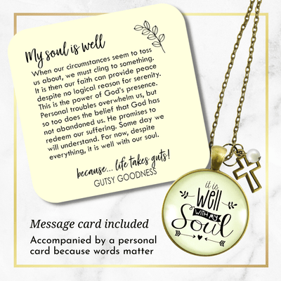 Gutsy Goodness Inspirational Faith Necklace It is Well with My Soul Hymn Jewelry Rose Chain - Gutsy Goodness Handmade Jewelry;It Is Well With My Soul - Rose Chain - Gutsy Goodness Handmade Jewelry Gifts