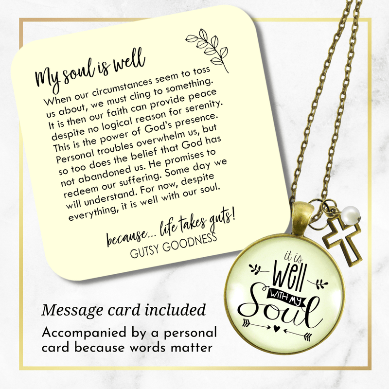 Gutsy Goodness Inspirational Faith Necklace It is Well with My Soul Hymn Jewelry Rose Chain - Gutsy Goodness Handmade Jewelry;It Is Well With My Soul - Rose Chain - Gutsy Goodness Handmade Jewelry Gifts